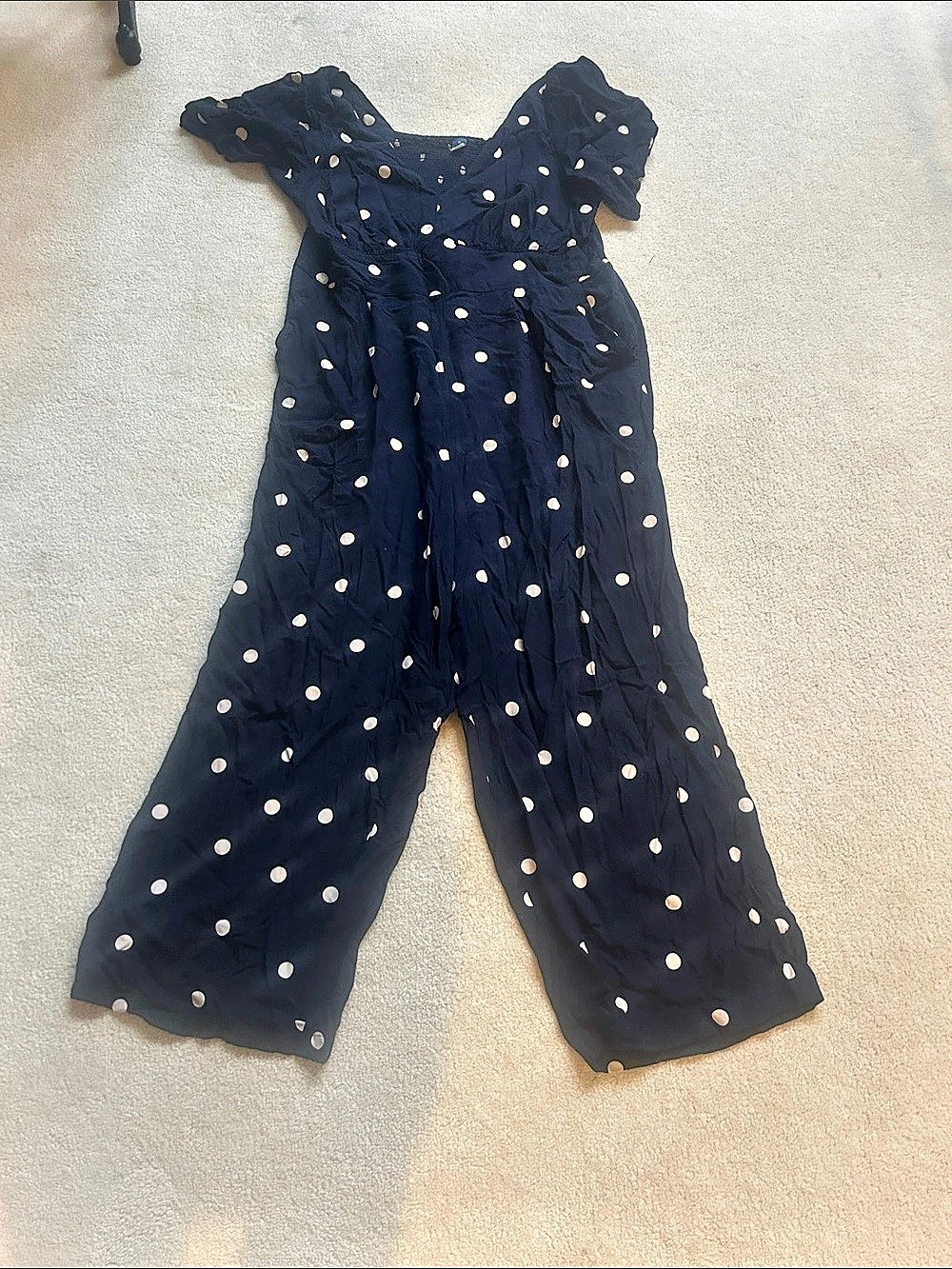 Old Navy Polka Dot Square-Neck Jumpsuit Navy and White Women’s XL